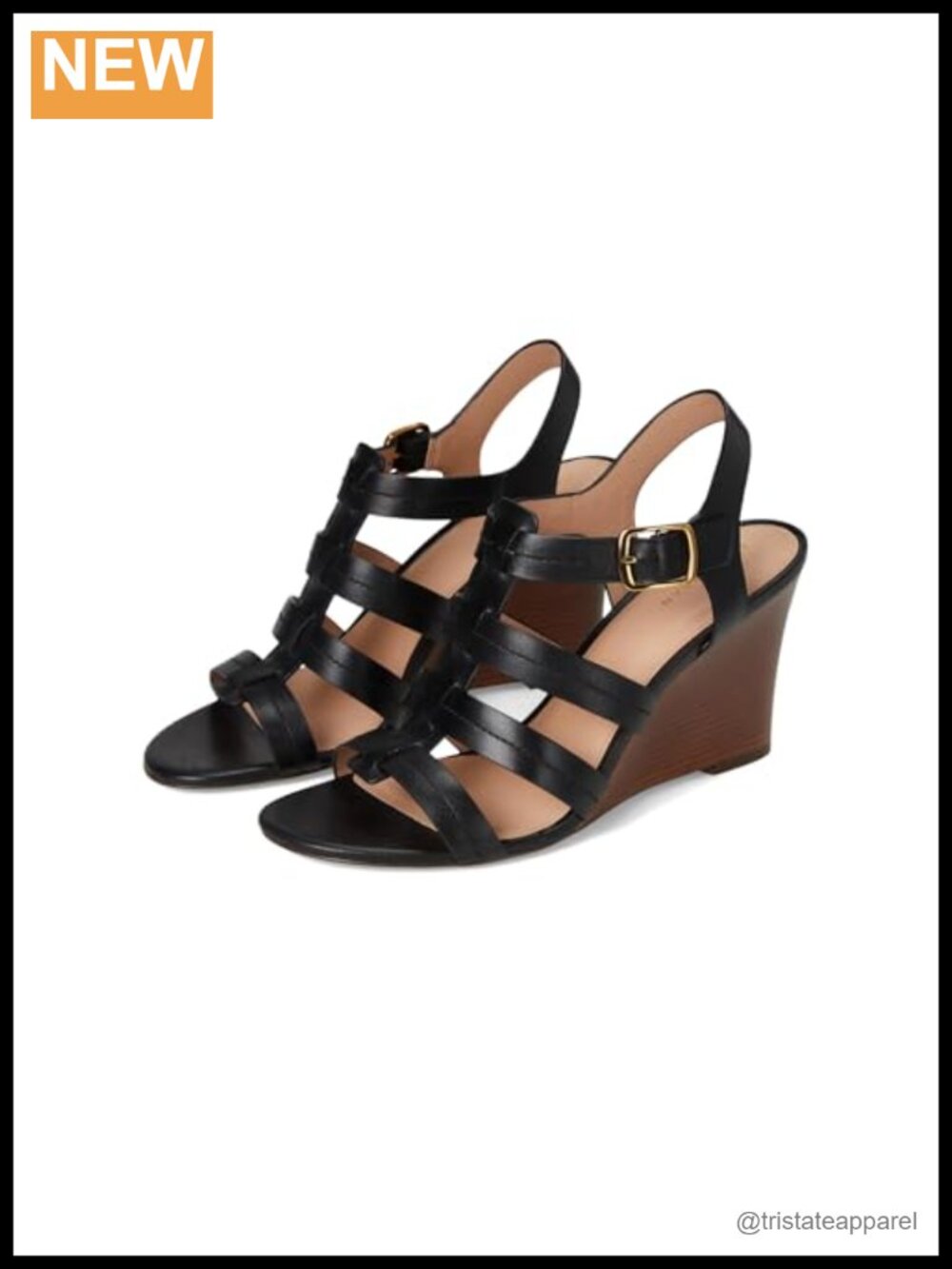 Cole Haan Josie Fisherman Wedge Sandal Leather Ankle Strap